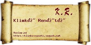 Klimkó Renátó névjegykártya