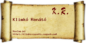 Klimkó Renátó névjegykártya